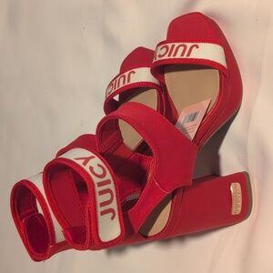 Juicy Couture Red and White Heeled Sandals